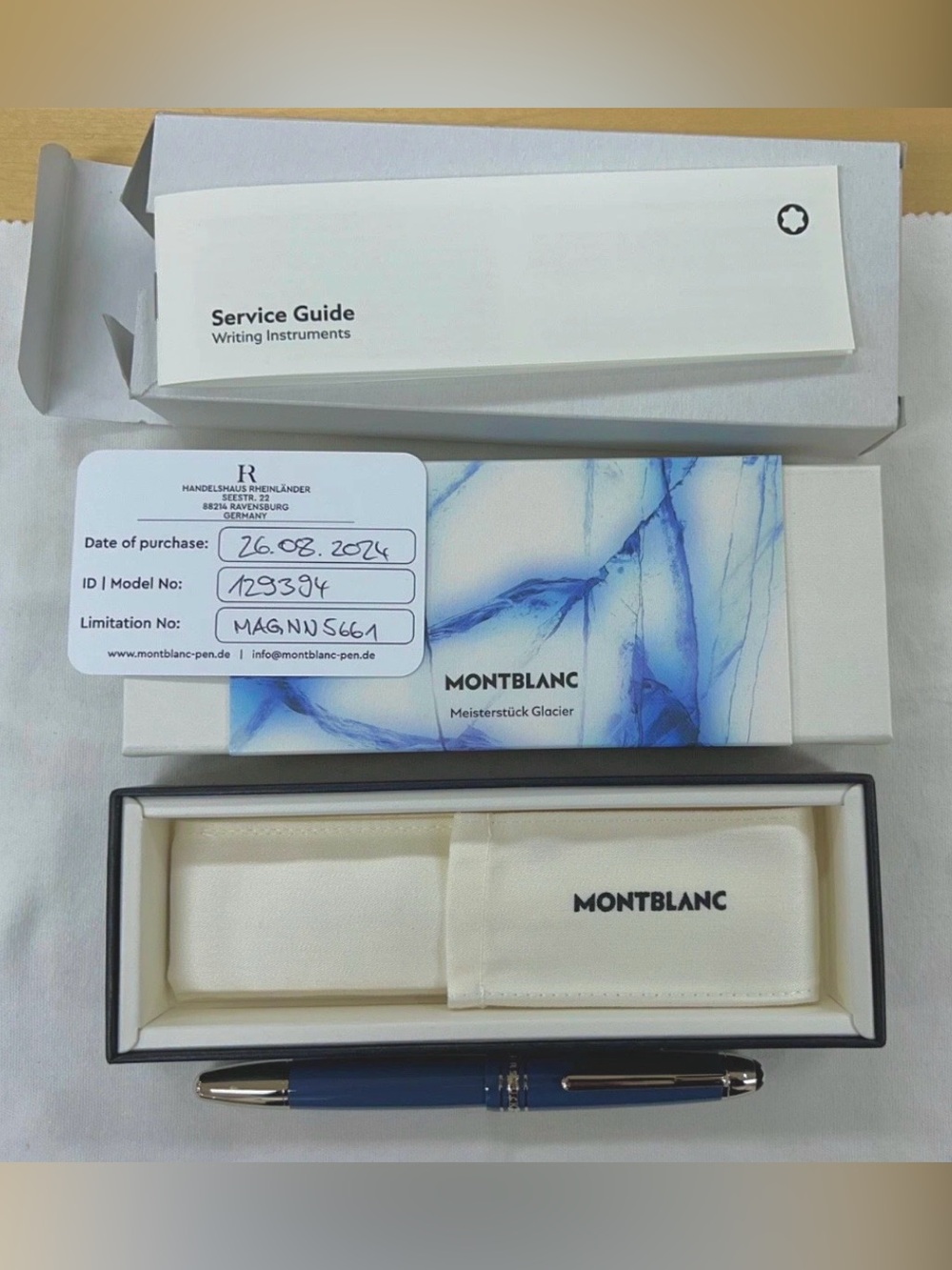 Montblanc Glacier LeGrand Rollerball Pen (full set)